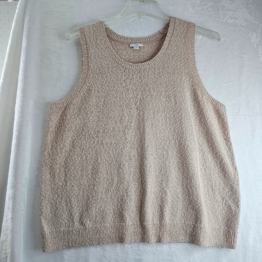 J. Jill Women Knit Tank Top Scoop Neck Dusty Pink White Size XL Pullover